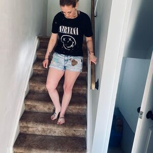 Size 29 Custom Handpainted GAP Patchwork Denim Shorts